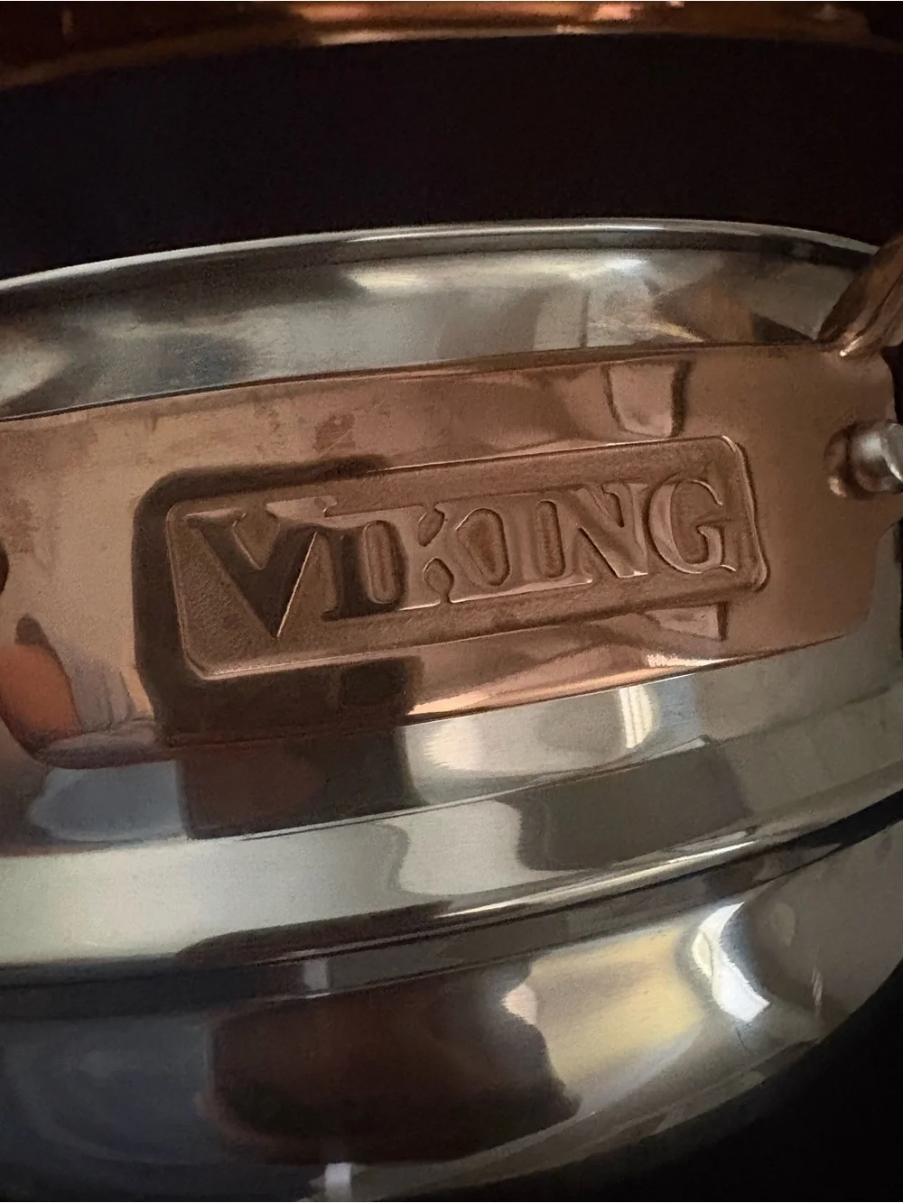 Viking Stainless Steel Steamer Insert Pot with Copper Rose Gold Handles
